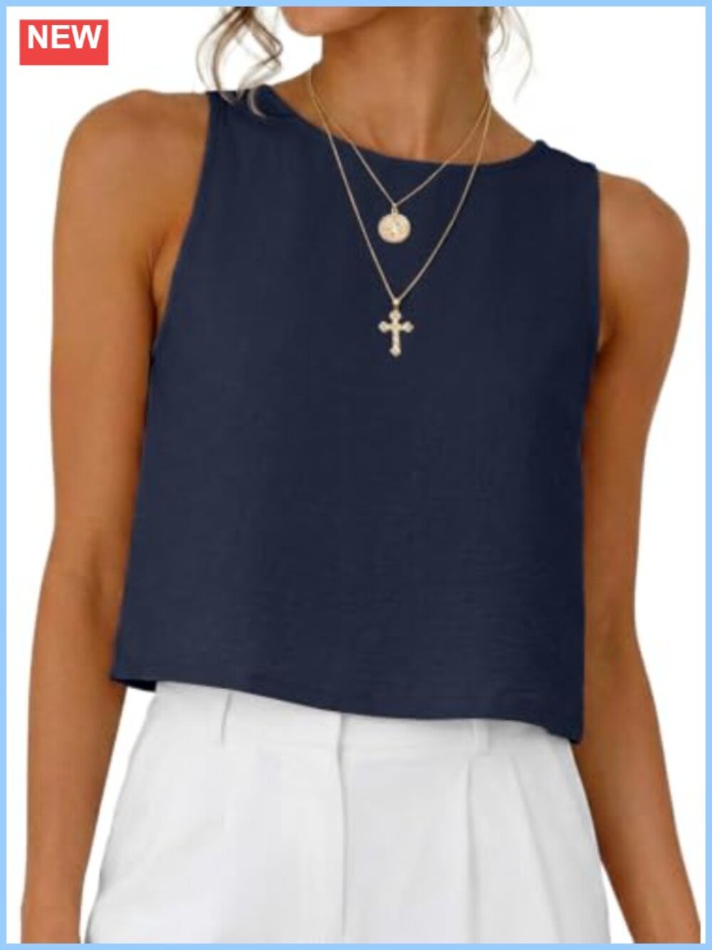 Women's Casual Crop Tank Top Sleeveless Summer Vacation